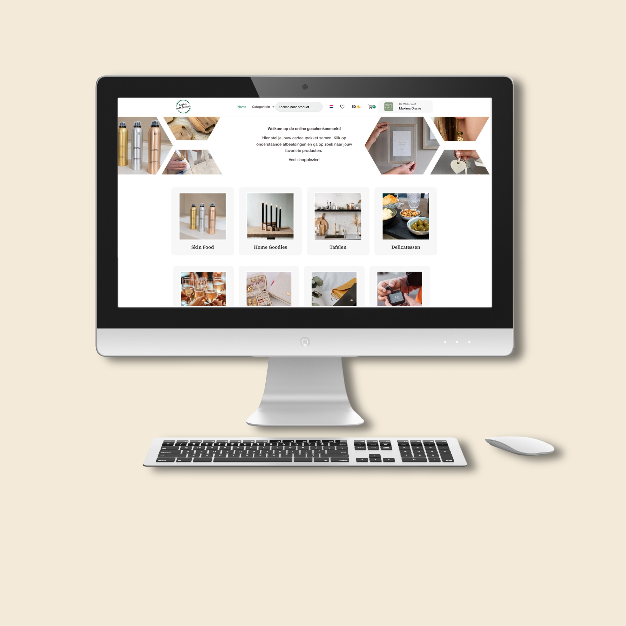 Online geschenkenmarkt op computer